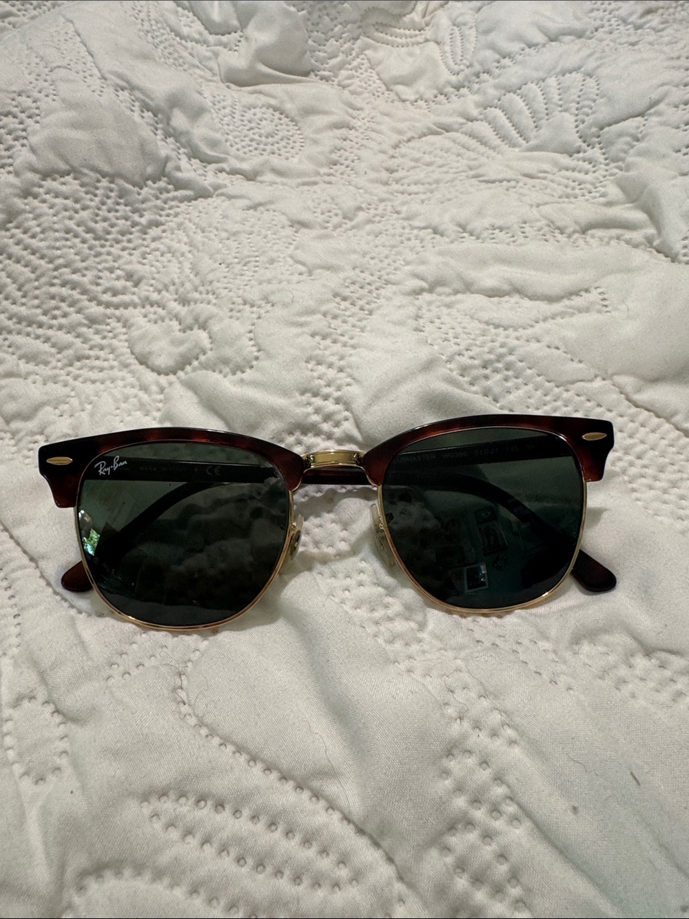 Ray-Ban Tortoiseshell Frame Sunglasses with Green Lenses
